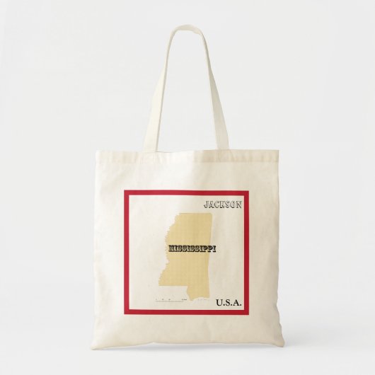 Tote Bag - Mississippi State Map with City トートバッグ (正面)