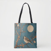 Tote bag - Moonlit Bird on Blossom Branch トートバッグ (正面)