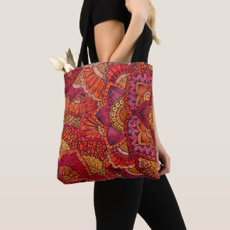 Tote bag motif mehndi mandala orange トートバッグ