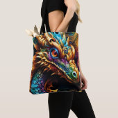 Tote bag original Dragon dans le style steampunk トートバッグ (クローズアップ)