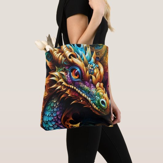 Tote bag original Dragon dans le style steampunk トートバッグ (クローズアップ)