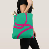 Tote Bag – Pink Lines on Green トートバッグ (クローズアップ)