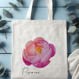 Tote bag pivoine rose aquarelle トートバッグ