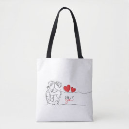 Tote Bag Saint-Valentin - Design art linéaire トートバッグ