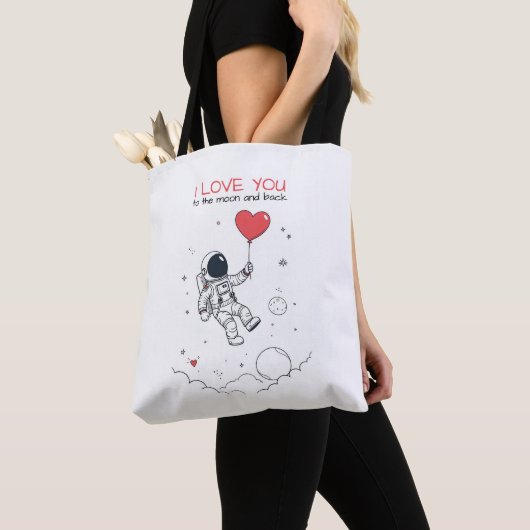 Tote-Bag Saint-Valentin - "Love You to the Moon" トートバッグ (クローズアップ)