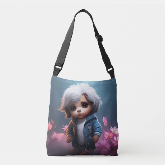 Tote Bag small with white hair クロスボディバッグ (正面)
