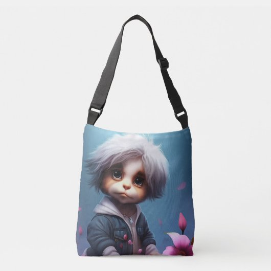 Tote Bag small with white hair クロスボディバッグ (正面)