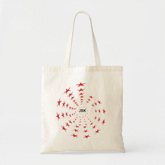 Tote Bag - Spirals of Red Stars and Initials トートバッグ (正面)