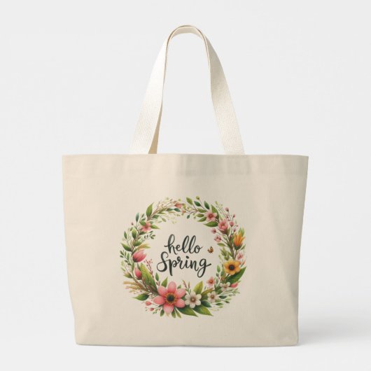 Tote Bag-Spring Floral Wreath Tote Bag ラージトートバッグ (裏面)