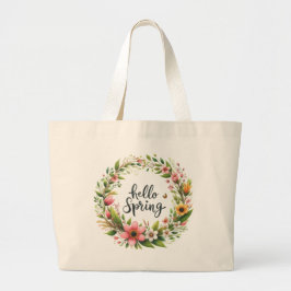 Tote Bag-Spring Floral Wreath Tote Bag ラージトートバッグ