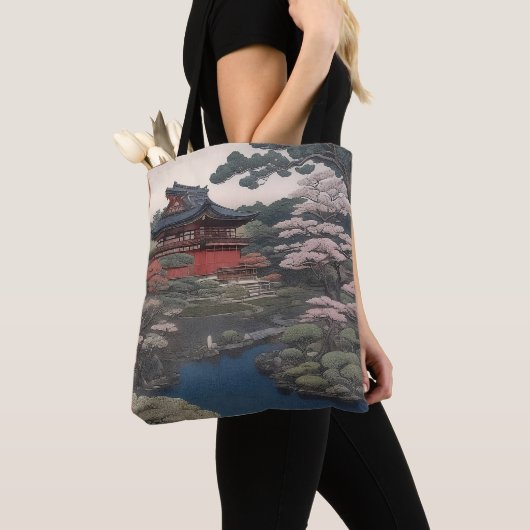 Tote bag - Temple on the river - Japan トートバッグ (クローズアップ)