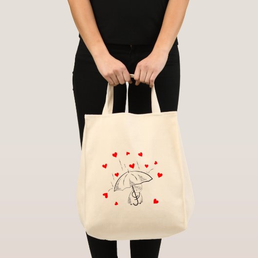 Tote Bag Umbrella Love Red Hearts トートバッグ (正面(商品))