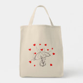 Tote Bag Umbrella Love Red Hearts トートバッグ (裏面)