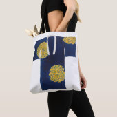 Tote bag with blue and gold nagajuban design トートバッグ (クローズアップ)
