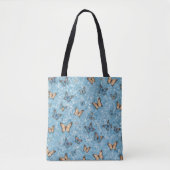 Tote Bag With Blue Mosaic And Butterflies トートバッグ (正面)