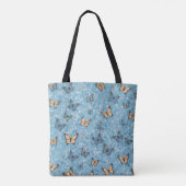 Tote Bag With Blue Mosaic And Butterflies トートバッグ (裏面)