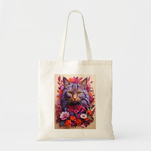 Tote Bag with Cat Illustration トートバッグ (正面)