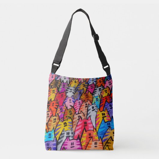 Tote bag with cats クロスボディバッグ (正面)