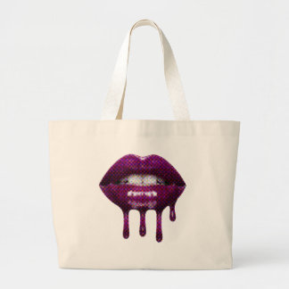 Tote Bag with dripping pixalated lip  ラージトートバッグ
