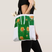 Tote bag with green and yellow nagajuban design トートバッグ (クローズアップ)