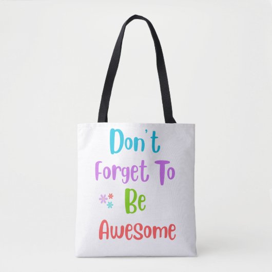 Tote Bag with motivational colorful quote トートバッグ (正面)