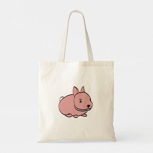 Tote bag with pink rabbit design トートバッグ (裏面)