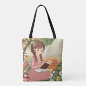 Tote bolsa Menina escrevendo em um campo de flores トートバッグ (裏面)