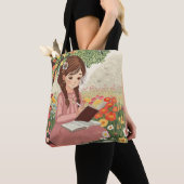 Tote bolsa Menina escrevendo em um campo de flores トートバッグ (クローズアップ)