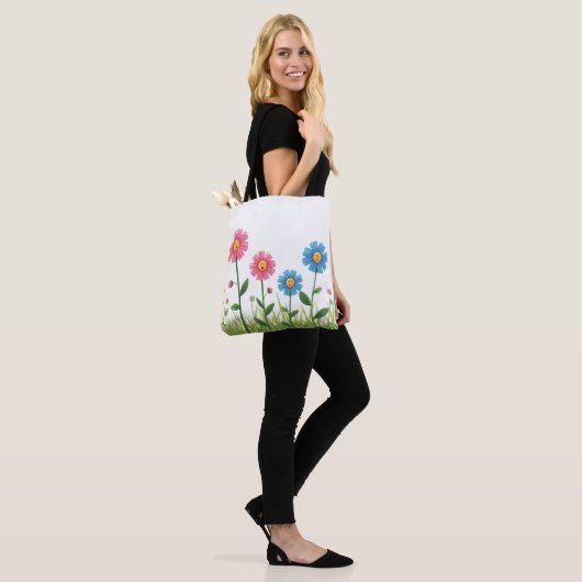 Tote -Flower Design with smiley face トートバッグ (モデル)