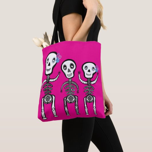 Tote Happy skeletons トートバッグ (クローズアップ)