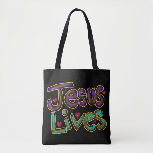 Tote “Jesus Lives” Christian Quote トートバッグ (正面)