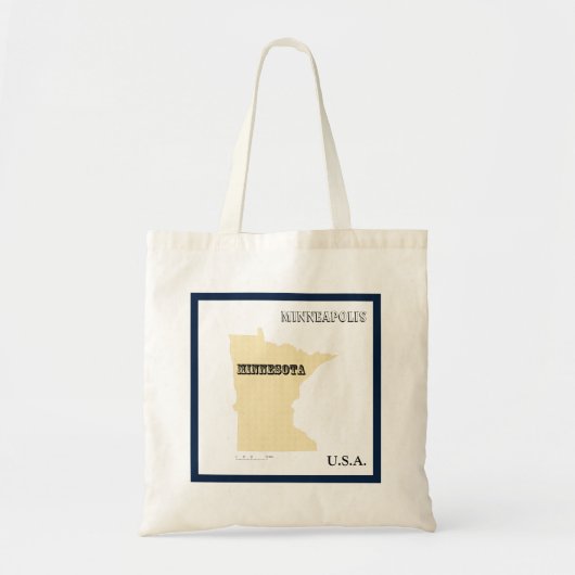Tote  - Minnesota State Map with City トートバッグ (正面)