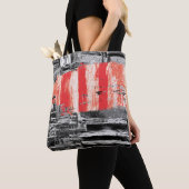 Tote – Red Pulse Abstract Design トートバッグ (クローズアップ)