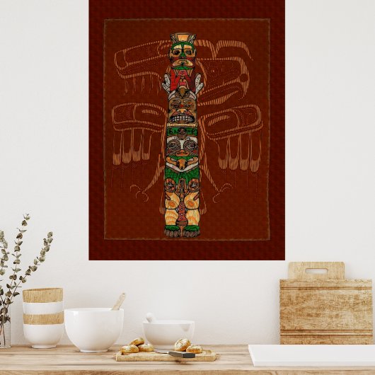 Totem Native American Folk Art ポスター (キッチン)