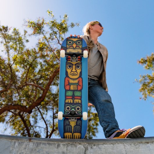 Totem Pole Colorful Unisex Skateboard スケートボード (室外1)