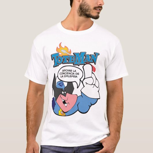 ToteMan Supportてんかん認識度(スペインの) Tシャツ (正面)