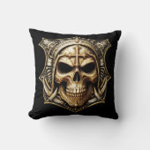 Totenkopf Deathmetal Totenkopf Gold und Blau クッション (正面)