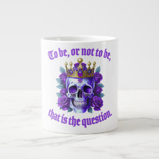 Totenkopf Geschenk Krone Rosen Spruch König Lila ジャンボコーヒーマグカップ
