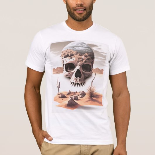 Totenkopf in der heissen Wüste Stoner Rock Motiv Tシャツ (正面)