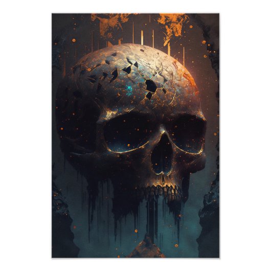 Totenkopf mit Apokalyptischem Hintergrund フォトプリント (正面)