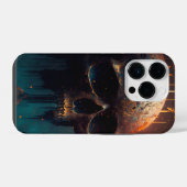 Totenkopf mit apokalyptischer Hintergrund iPhoneケース (裏面横)