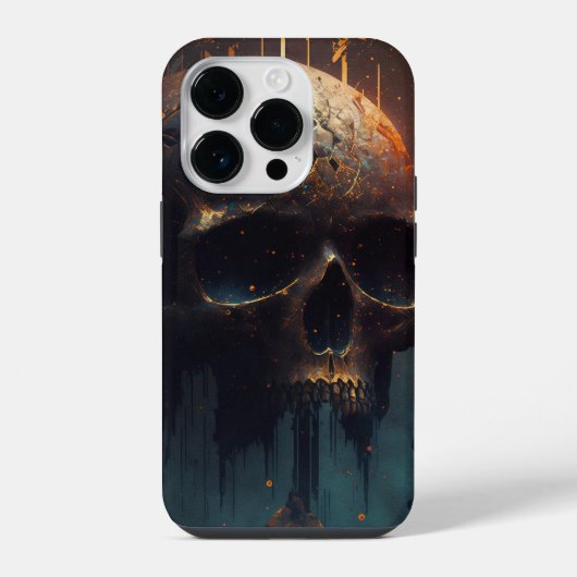 Totenkopf mit apokalyptischer Hintergrund iPhoneケース (裏面)