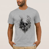 Totenkopf mit Blumen und Dreieck Motiv  Tシャツ (正面)