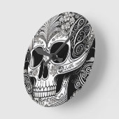 Totenkopf mit Ornamenten ラウンド壁時計 (傾斜)