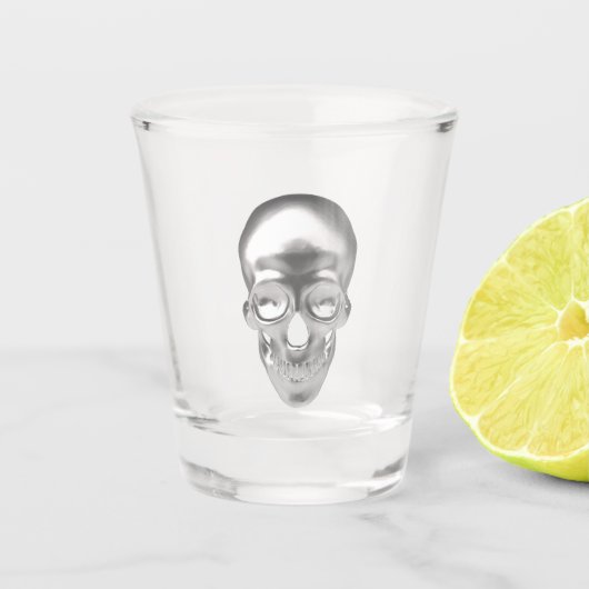 Totenkopf, Schädel silber 3D-Optik - ショットグラス (正面)
