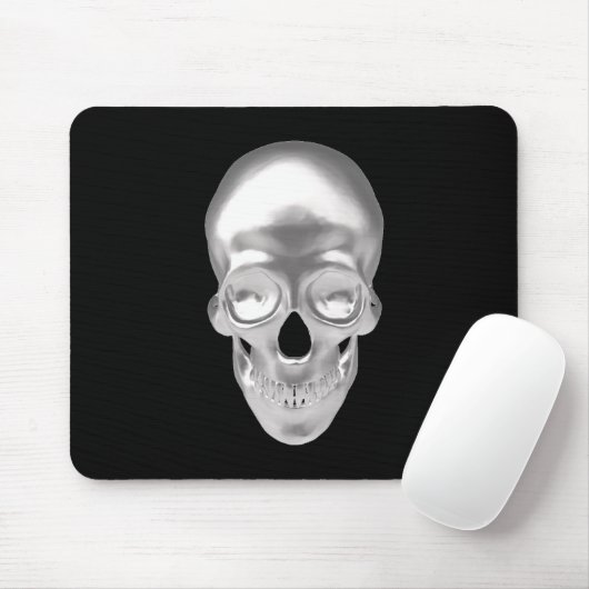 Totenkopf, Schädel silber 3D-Optik - マウスパッド (マウス)
