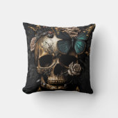 Totenkopf und Schmetterling Motiv Design クッション (正面)