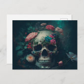 Totenschädel mit dekorativen Blumen Motiv ポストカード (正面/裏面)