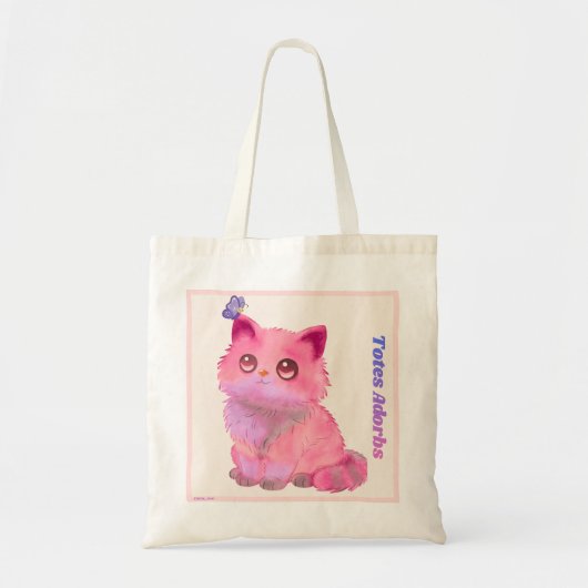 Totes Adorbs - 猫/蝶々 トートバッグ (正面)
