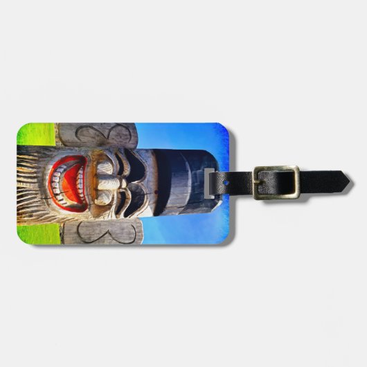 Totum笑う木の顔写真おもしろい ラゲッジタグ (正面横)